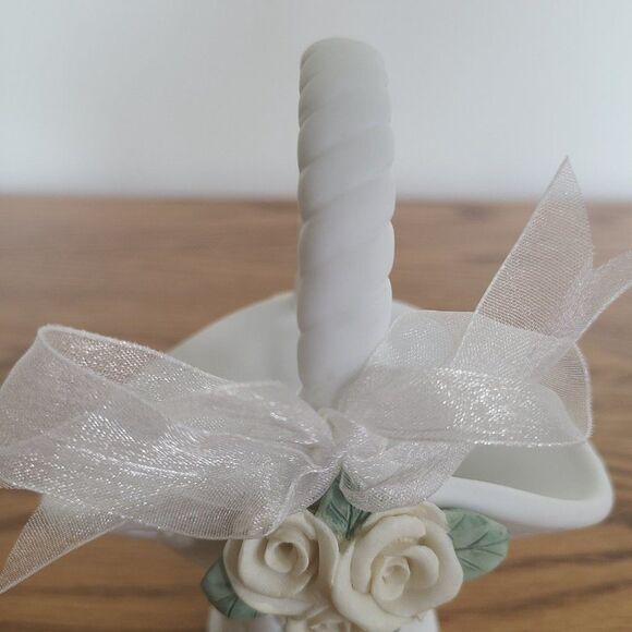 Vintage Capodimonte Style Mini Porcelain Yellow Roses Flower Basket Collectible - Picture 2 of 15